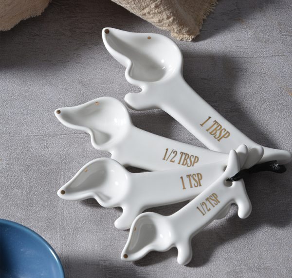 Wholesale Whimsical Dachshund Ceramic Measuring Spoon Set