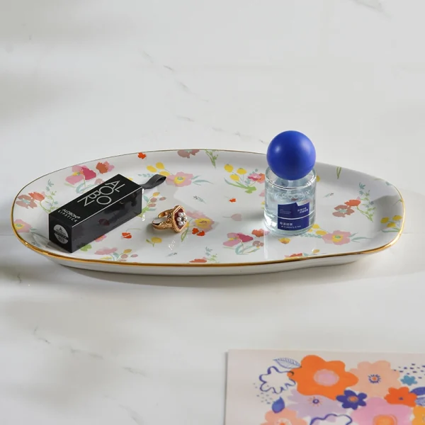 Wholesale Ceramic Trinket Tray Manufacturer – Factory Supply Ceramic Trinket Trays with Floral Patterns