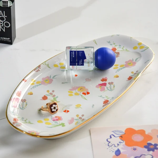 Wholesale Ceramic Trinket Tray Manufacturer – Factory Supply Ceramic Trinket Trays with Floral Patterns