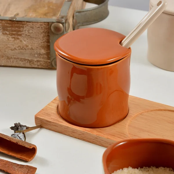 Wholesale Split-Type Ceramic Seasoning Jar Set with Striped Element Design, Best for Gifting - Bulk Ceramic Kitchenware Factory
