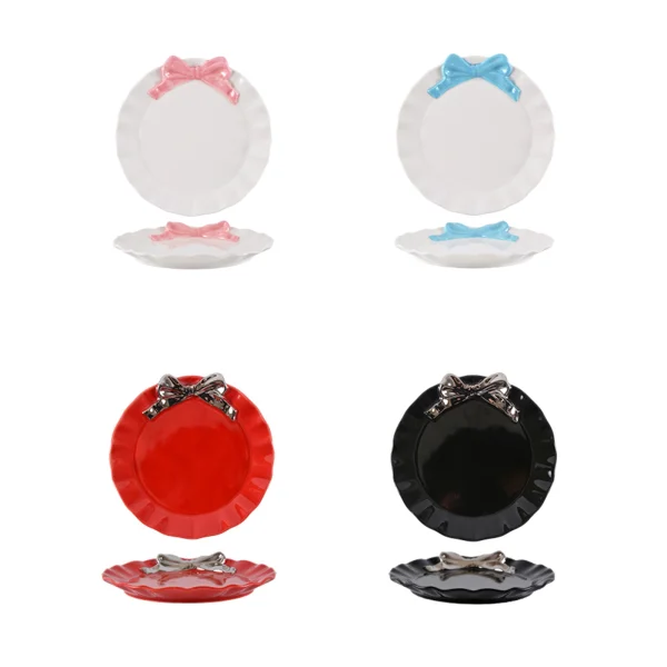 Wholesale Ceramic Bow Dessert Plates and Dinner Plates