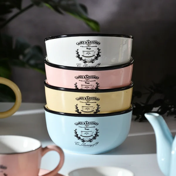 Wholesale Vintage French Style Ceramic Dinnerware Set, Including Tea Set, Plate, and Bowl – Multiple Color Options