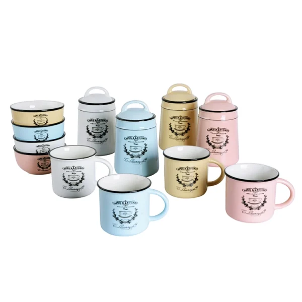 Wholesale Vintage French Style Ceramic Dinnerware Set, Including Tea Set, Plate, and Bowl – Multiple Color Options