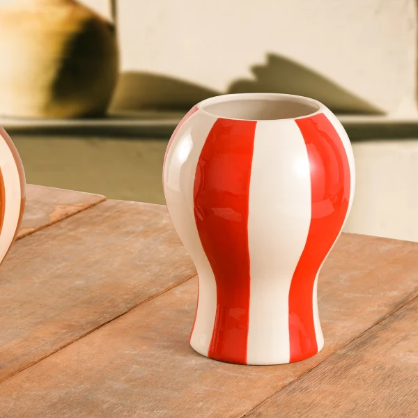 Wholesale Modern Striped Ceramic Balloon Vase, Supply of High-quality Flower Vase in Bulk