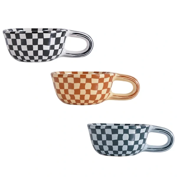 Checkered Ceramic Coffee Cup Wholesale – Factory Direct Sales, OEM & ODM Supported