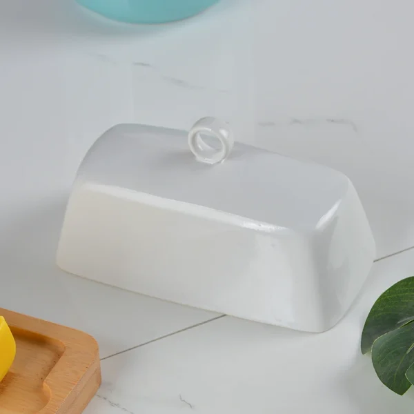 Bulk Ceramic Butter Dishes with Spoon and Wooden Base – Environmentally Friendly Ceramic Kitchenware Factory Supply