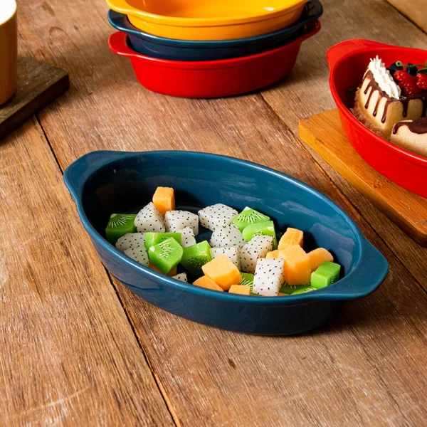 Wholesale Oval Baking Dishes with Handle for Heat Protection, Available in Multiple Sizes