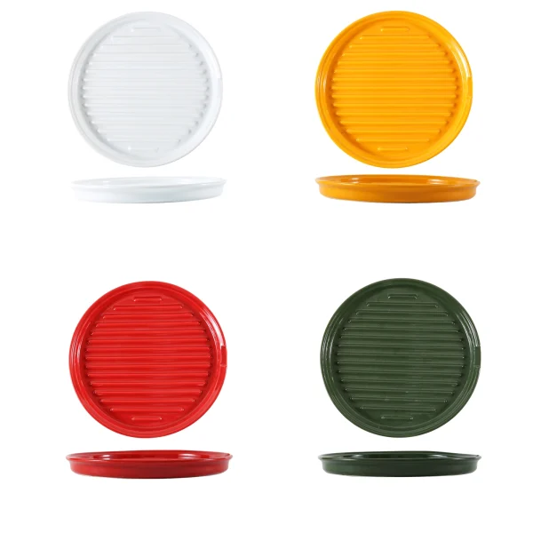 Wholesale Round Glazed Baking Dish with Vertical-Groove, Helps Drain Oils or Juices