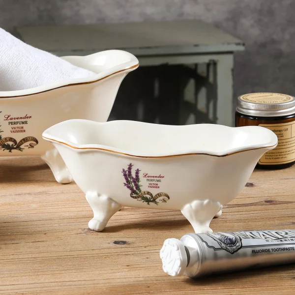 Vintage Lavender Bathtub Shaped Ceramic Trinket Dish, Multipurpose Ceramic Bathroom Organizer – Kedali Ceramic Factory