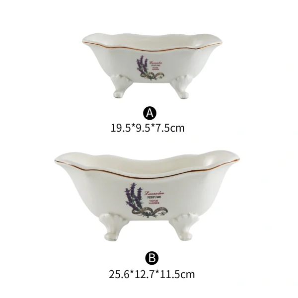 Vintage Lavender Bathtub Shaped Ceramic Trinket Dish, Multipurpose Ceramic Bathroom Organizer – Kedali Ceramic Factory