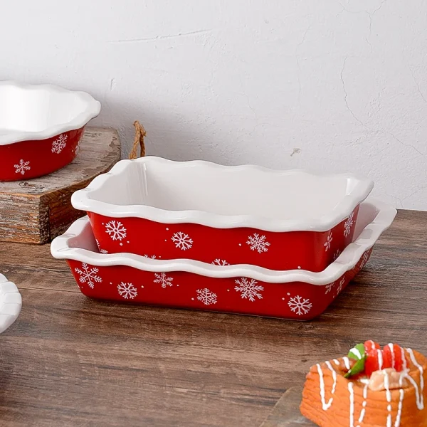 Wholesale Christmas-themed Baking Dishes, Bulk Red Snowflake Ceramic Baking Dishes for Sale – China Ceramic Factory
