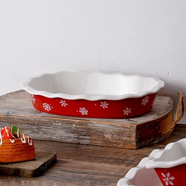 Wholesale Christmas-themed Baking Dishes, Bulk Red Snowflake Ceramic Baking Dishes for Sale – China Ceramic Factory