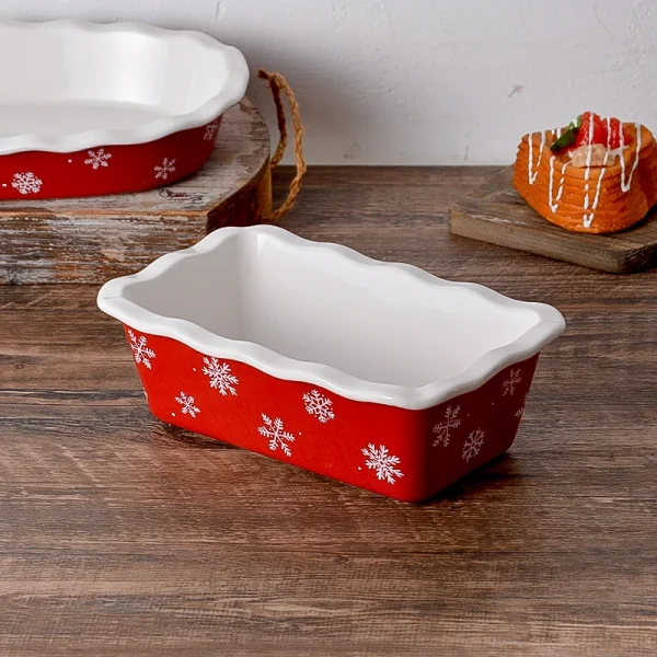 Wholesale Christmas-themed Baking Dishes, Bulk Red Snowflake Ceramic Baking Dishes for Sale – China Ceramic Factory