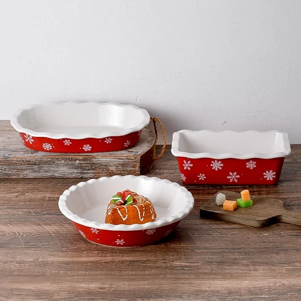 Wholesale Christmas-themed Baking Dishes, Bulk Red Snowflake Ceramic Baking Dishes for Sale – China Ceramic Factory