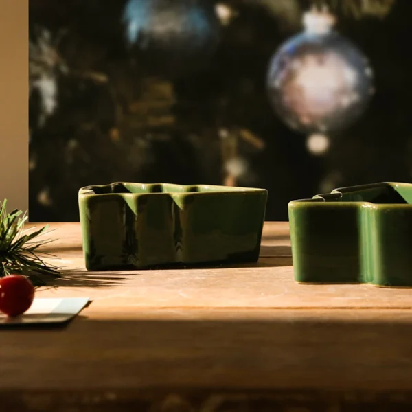 Two Sizes Tree Shaped Ceramic Baking Dish Microwave & Oven Safe Festive Bake Tray for Christmas