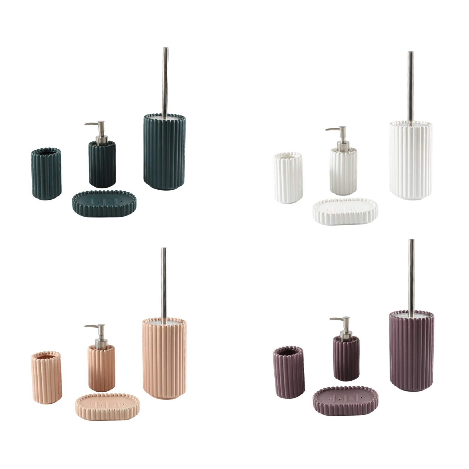 Wholesale Vertical Striped Ceramic Bathroom Accessory Set, 4 Pcs - Ceramic Bathroom Accessory Set Manufacturer Supply - Image 6