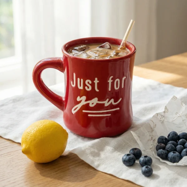 Wholesale Glossy Red Lettered Ceramic Coffee Mug, Just For You Daily Use Cup - Ceramic Coffee Mug Manufacturer Supply