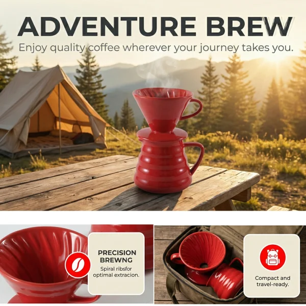 Wholesale Compact Travel Ceramic Coffee Pou Set, Outdoor Portable Coffee Maker Supply - Coffee Mug Manufacturer Direct