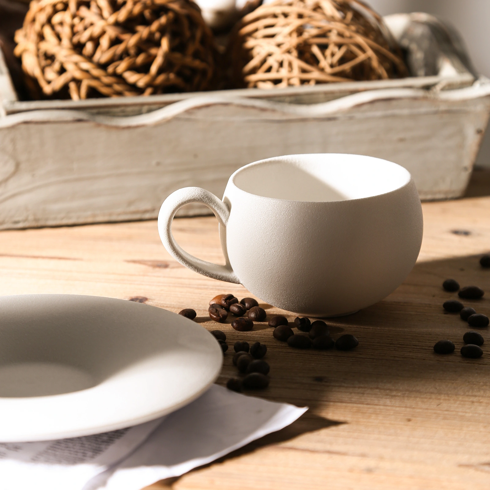 Wholesale Black Textured Coffee Sets, Coffee Cup & Saucer Set Round Bulky Latte Cappuccino Mug For Home Office Afternoon Tea - Image 6