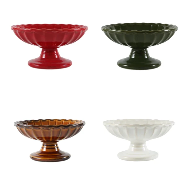 Wholesale Art Deco Ceramic Pedestal Bowl, Vintage Footed Candy Dish, 4 Color Options – Home Decor Factory Supply