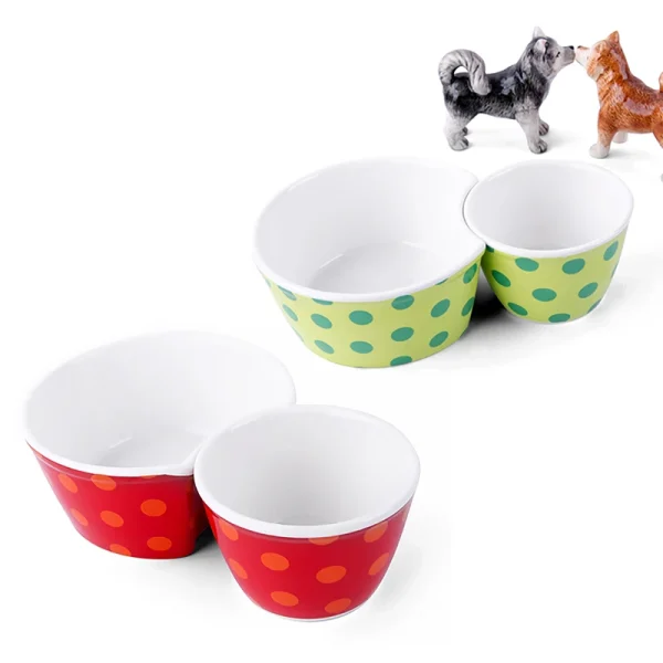 Wholesale Double-Bowl Design Ceramic Dog Bowls, Non-Slip Ceramic Pet Bowls Supply