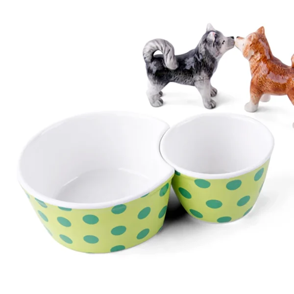 Wholesale Double-Bowl Design Ceramic Dog Bowls, Non-Slip Ceramic Pet Bowls Supply