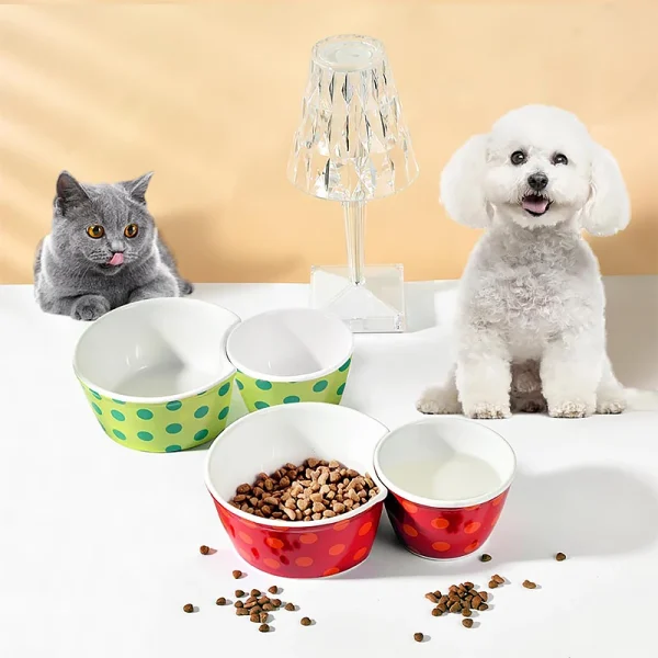 Wholesale Double-Bowl Design Ceramic Dog Bowls, Non-Slip Ceramic Pet Bowls Supply
