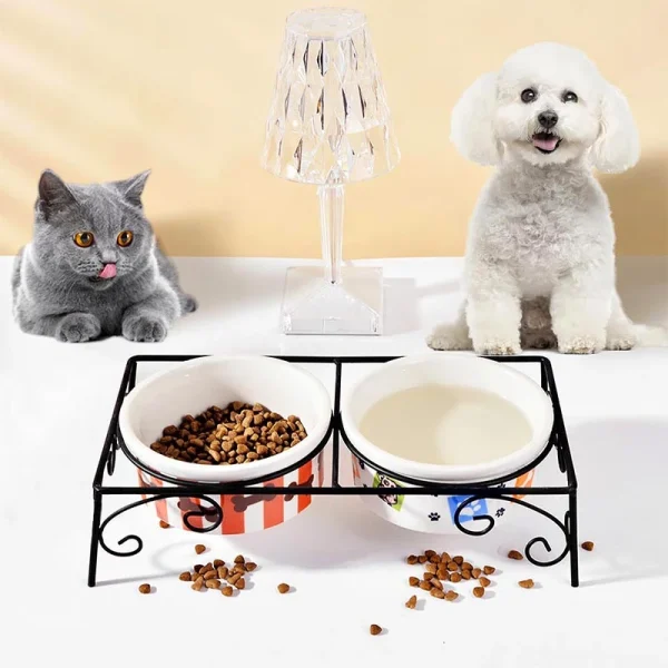 Wholesale Ceramic Pet Bowls, Minimalist Graphic - Light Customization Supported