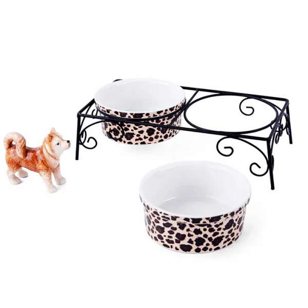 Wholesale Ceramic Pet Bowls, Minimalist Graphic - Light Customization Supported