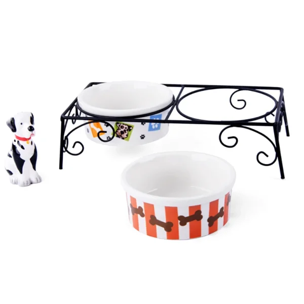 Wholesale Ceramic Pet Bowls, Minimalist Graphic - Light Customization Supported
