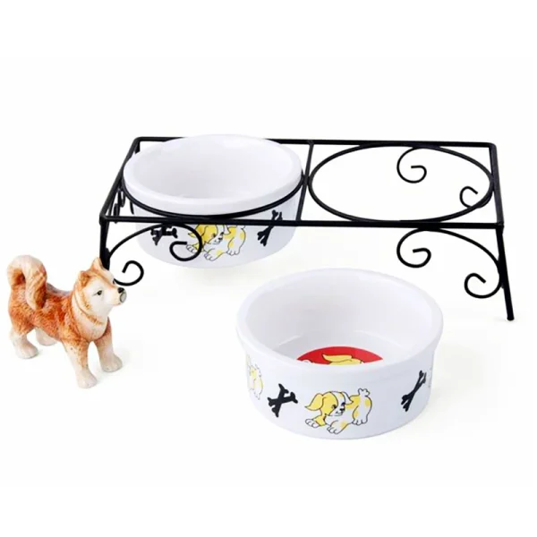 Wholesale Ceramic Pet Bowls, Minimalist Graphic - Light Customization Supported