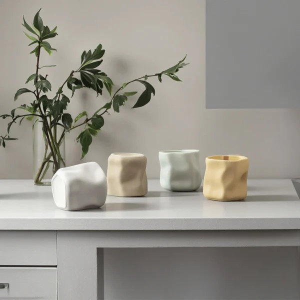Wholesale Seaweed-Shaped Ceramic Candle Holder, Matte Textured - Home Decor Supply