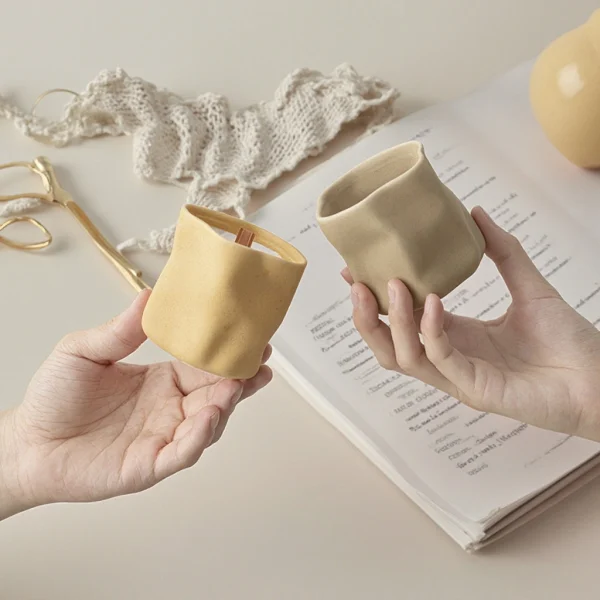 Wholesale Seaweed-Shaped Ceramic Candle Holder, Matte Textured - Home Decor Supply