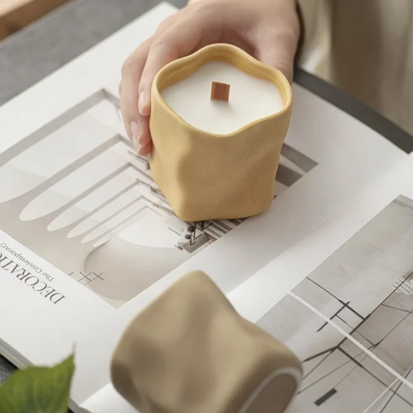 Wholesale Seaweed-Shaped Ceramic Candle Holder, Matte Textured - Home Decor Supply