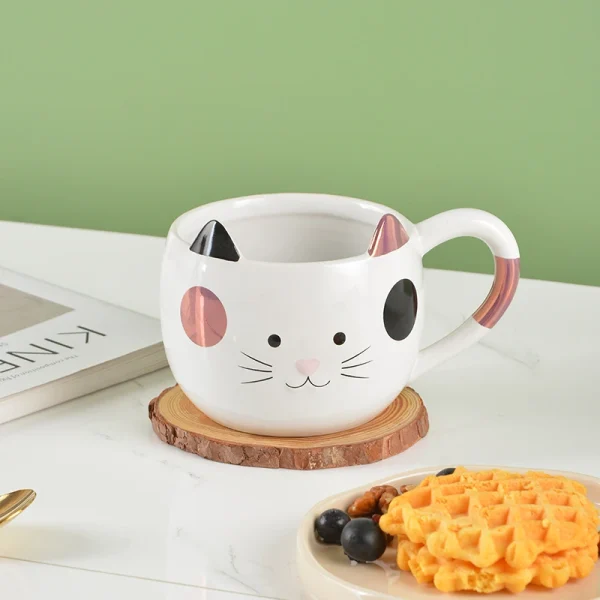 Wholesale Cute 3D Cat Ear Ceramic Mug With Glossy Finish