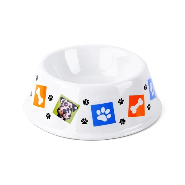 Wholesale Wide-Base Ceramic Pet Bowls With Simple and Cute Icons