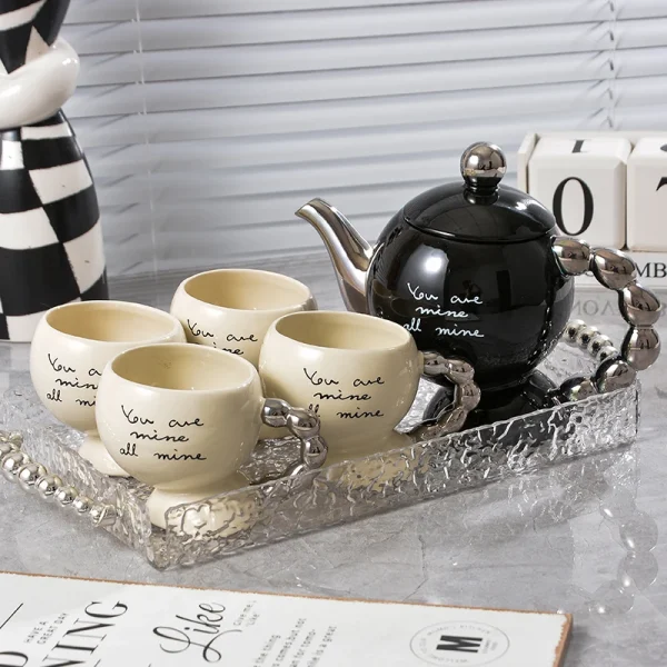 Wholesale Modern Luxury Ceramic Tea & Coffee Set With Beaded Handle