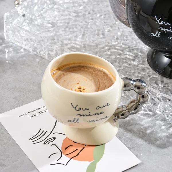 Wholesale Modern Luxury Ceramic Tea & Coffee Set With Beaded Handle