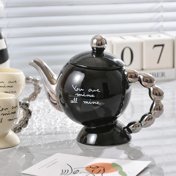 Wholesale Modern Luxury Ceramic Tea & Coffee Set With Beaded Handle