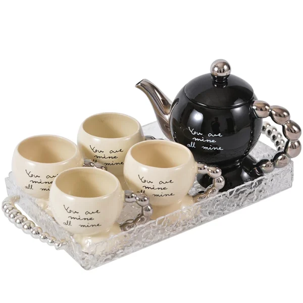 Wholesale Modern Luxury Ceramic Tea & Coffee Set With Beaded Handle