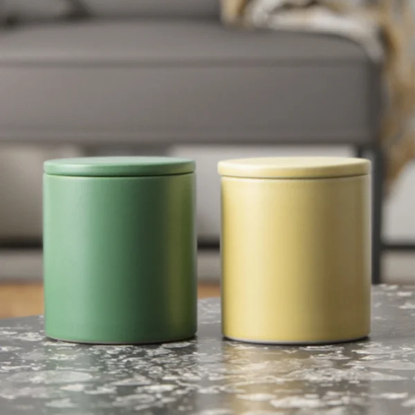 Wholesale Matte Ceramic Candle Jar with Lid, Empty Round Candle Vessel for Soy Wax, Home Decor & Gift