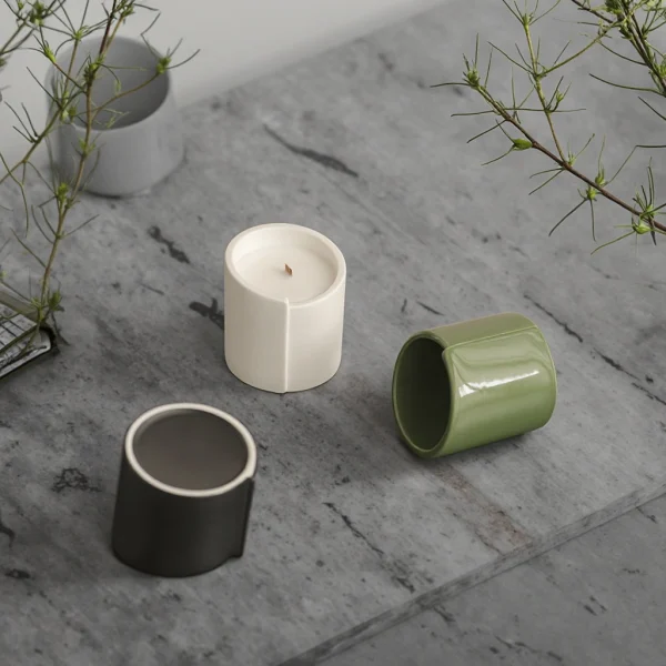 Wholesale Minimalist Ceramic Candle Holder, Modern Ceramic Candle Jar for Home Decor & Candle Making Gift
