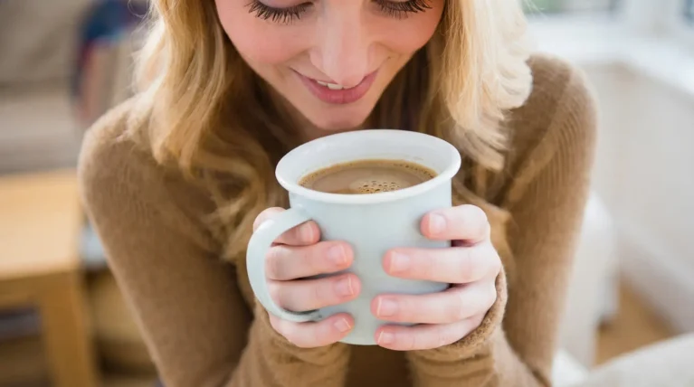 taste a cup of coffee