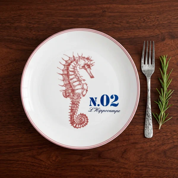 Wholesale 4-Piece Marine Creature Ceramic Plate Set - Crab, Seahorse, Lobster, and Fish