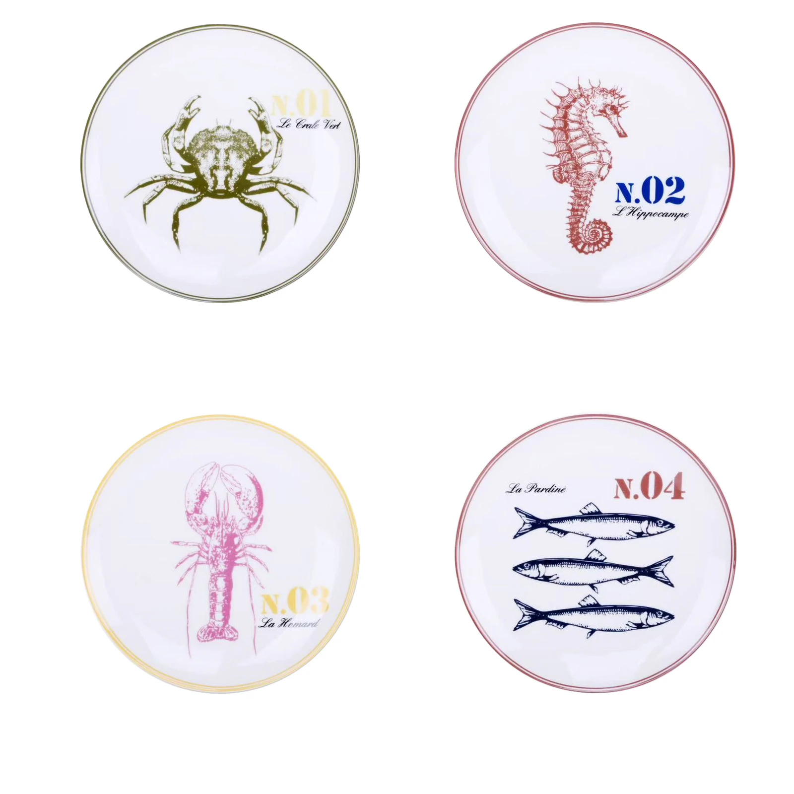 Wholesale 4-Piece Marine Creature Ceramic Plate Set - Crab, Seahorse, Lobster, and Fish - Image 6